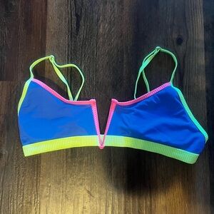 Heat Colorful Bikini Top with Neon Accents size Large